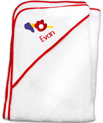 Baby's Bath Hooded Towel with Baseball Design
